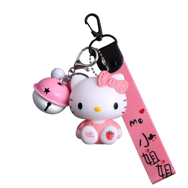 

cartoon cute kt cat car key chain mobile phone bag pendant doll key chain ring pendant, Silver