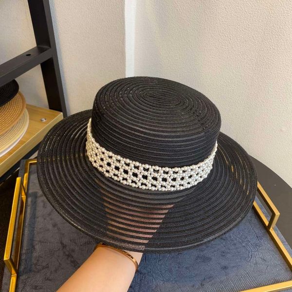 

womens pearl crystal cap luxury designer street hats beanies for woman caps summer brand hat beach wide brim hat 2 color, Blue;gray