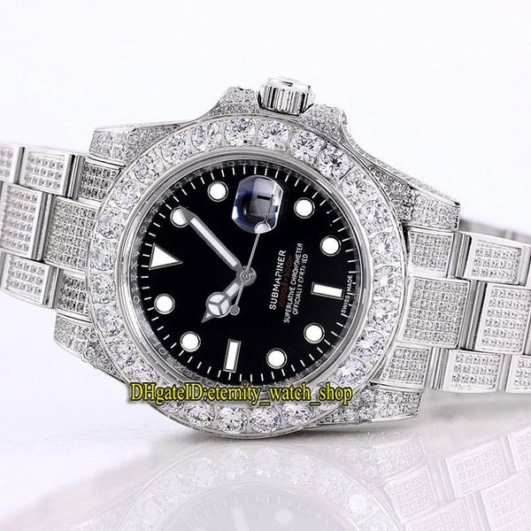 

diamond inlaid version 116610 114060 14060m 2813 automatic mechanical luminous mens watch diamonds case iced band iced out full watches, Slivery;brown