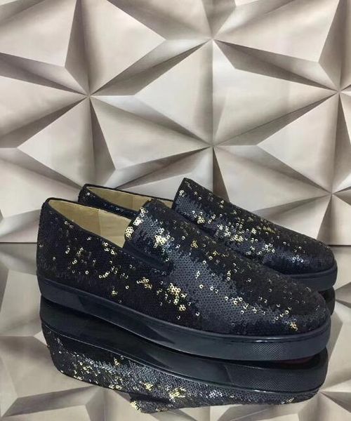 

luxurious outdoor fashoin men's sneaker red bottom loafers slip on pik boats sneakers black/gold sequins red sole shoes rivets men&#039
