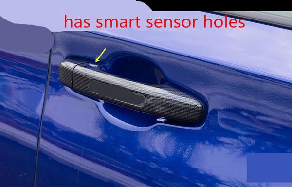 8pcs Carbon Fiber Look Door Handle Cover Trim Smart Hole For Honda Accord 2018