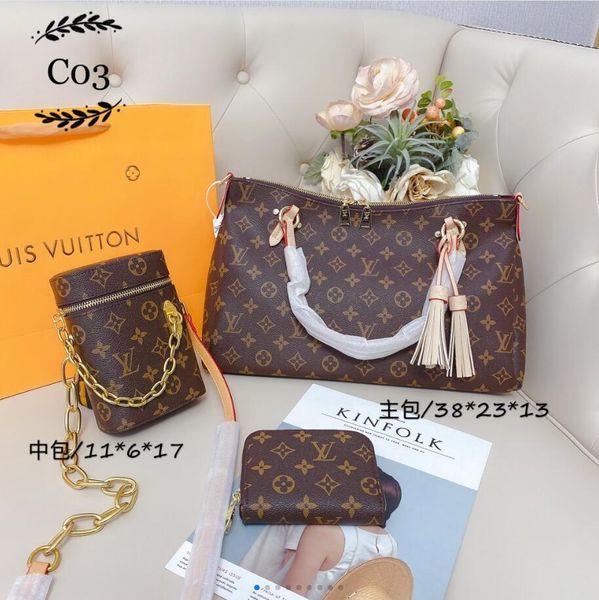 

2020 new high-quality ladies handbags women's classic new leather large-capacity three-piece wallet ladies shoulder bag chain bag