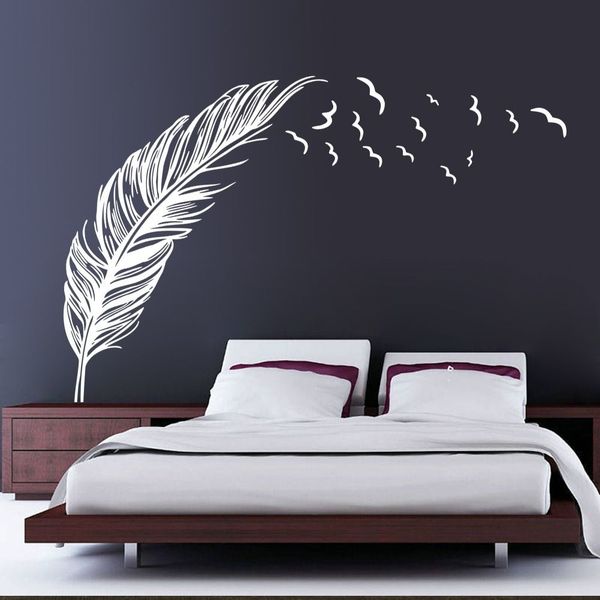 

modern art birds flying feather removable wall sticker vinyl art decals living room decor 2018 new