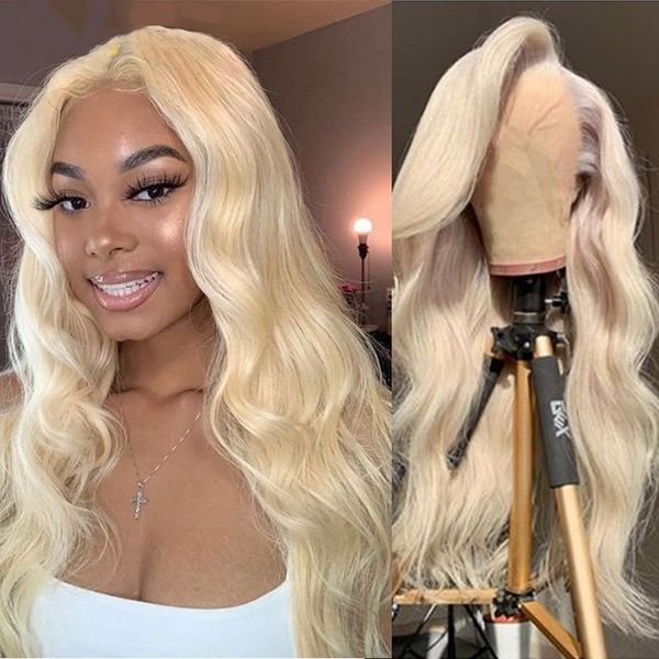 

бразильская объемная волна фронта шнурка париков 613 blonde preplucked natural hairline полный шнурок парики длинные волосы 150% плотность в, Black;brown