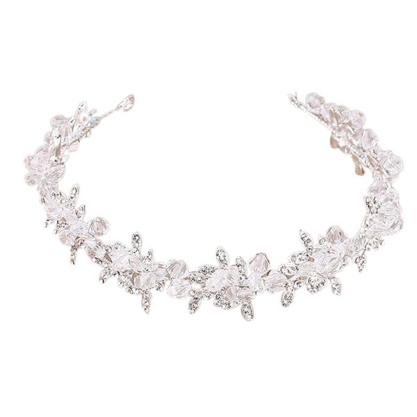 

transparent crystal beads wedding tiara bridal headband women's dance party headdress wedding bridal hair accessories, Golden;white