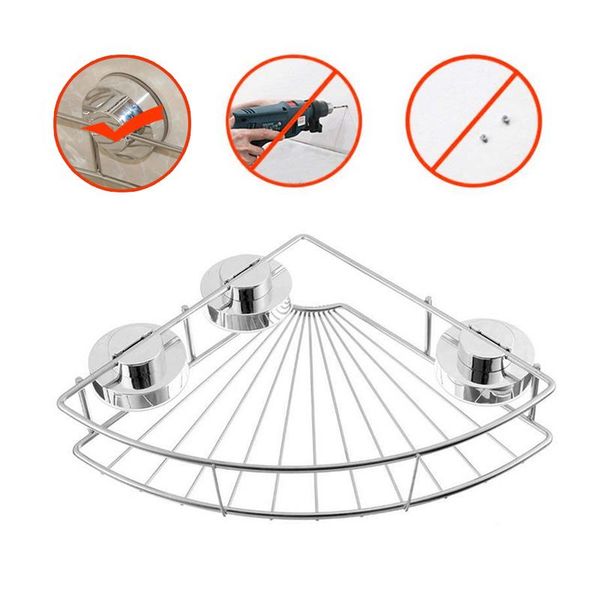 

suction cup rack bathroom shelf organizer storage kitchen rack with traceless transparent adhesive no drilling stainless steel
