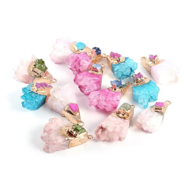 

2019 new natural stone irregular pendants agates crystal charms for diy jewelry making necklaces bracelet, Silver