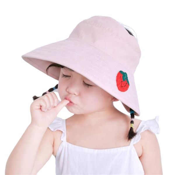 

baby boy girl sunhats cute pineapple fruit print kids children wide brim adjustable sun hat empty visor cap hat, Yellow