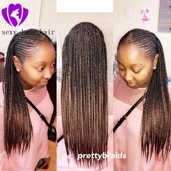 High Quality Africa Hair Braiding Hair Full Wig Ombre Brown Color