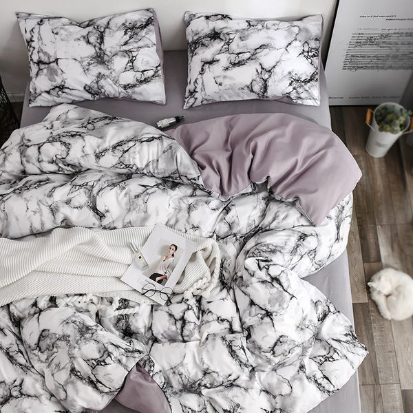 

white marble pattern bedding sets duvet cover set 2/3pcs single queen king size bed linen quilt cover (no sheet no filling