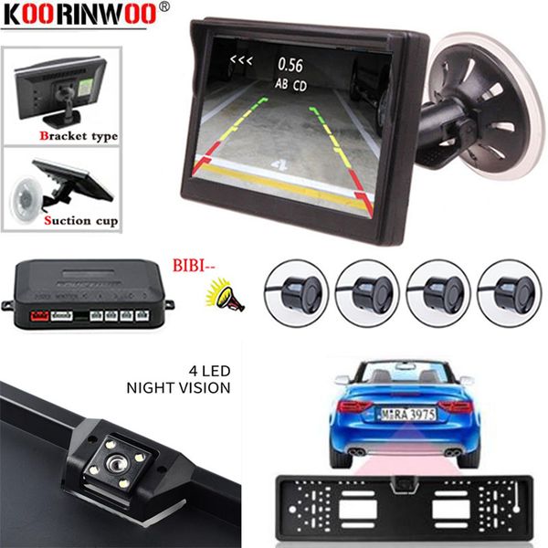 

koorinwoo car parking monitor european license plate frame car rear view camera parktronic sensors radar alert black white grey