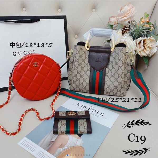 

2020 fashion ladies classic retro ol commuter three-piece messenger bag wild small round bag messenger bag backpack handbag shoulder bags