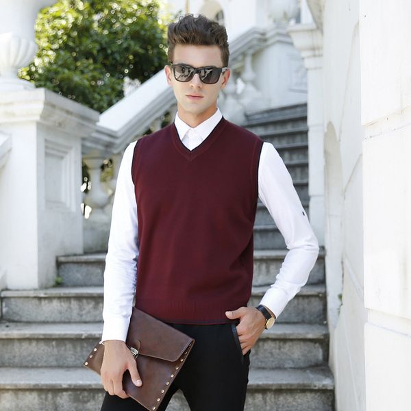 

vests spring autumn business cotton polyester pullover waistcoat men unloading casual vest for men red xxxl, Black;white