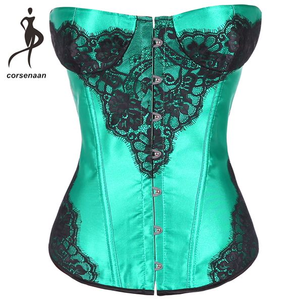 

women lingerie bustier satin overbust corselet lace up boned corset with suspender belts j901#, Black;white