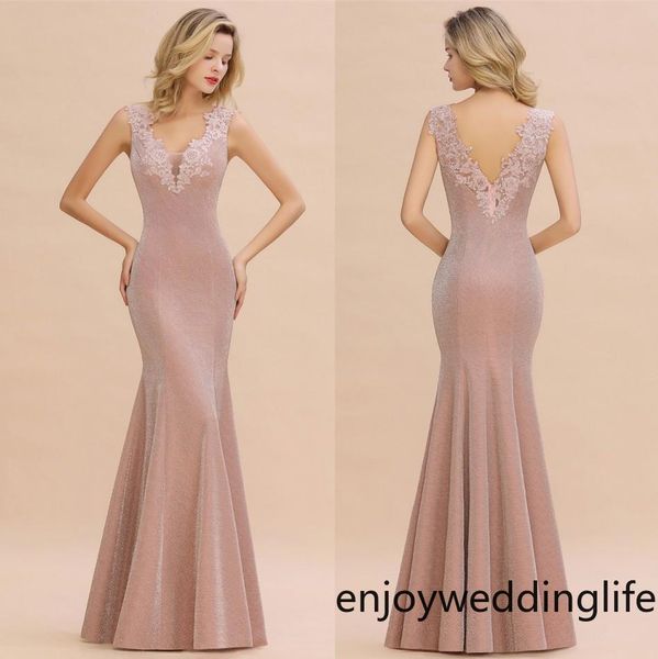

светоотражающие русалка dusty pink вечерние платья формальные 2020 sexy backless v шеи аппликация длинные платья невесты дешевые до $ 60 cps, Black;red