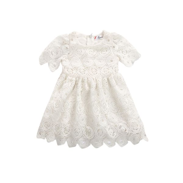 

princess cute lace dress newborn toddler baby girls o-neck a-line knee-length floral white dress outfit summer party 0-24m, Red;yellow