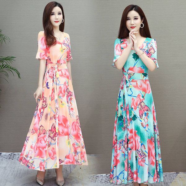 

bohemian printed dress floral dress 's new fashion seaside holiday beach summer women, White;black