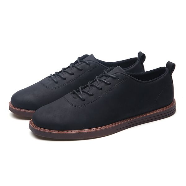 

british mens business leather shoes leisure sports flat-soled shoes black/brown comfortable loafers breathable (size:39-44