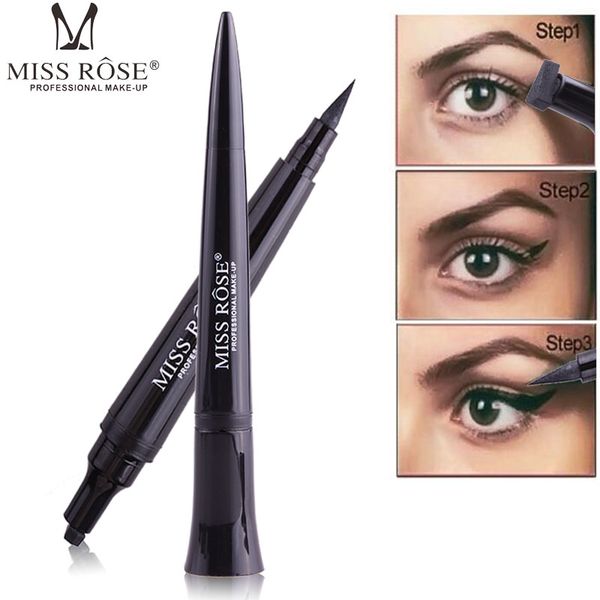 

new double-ended eyeliner miss rose fashion liquid make up pencil waterproof black makeup stamp eyeliner pen professional hot