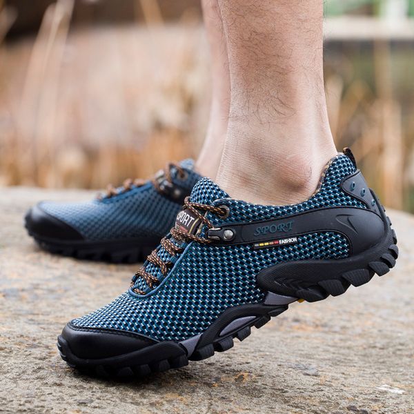 

outdoor hiking shoes men breathable lycra sport camping climbing trekking shoes men nonslip trail fishing hiking sneakers