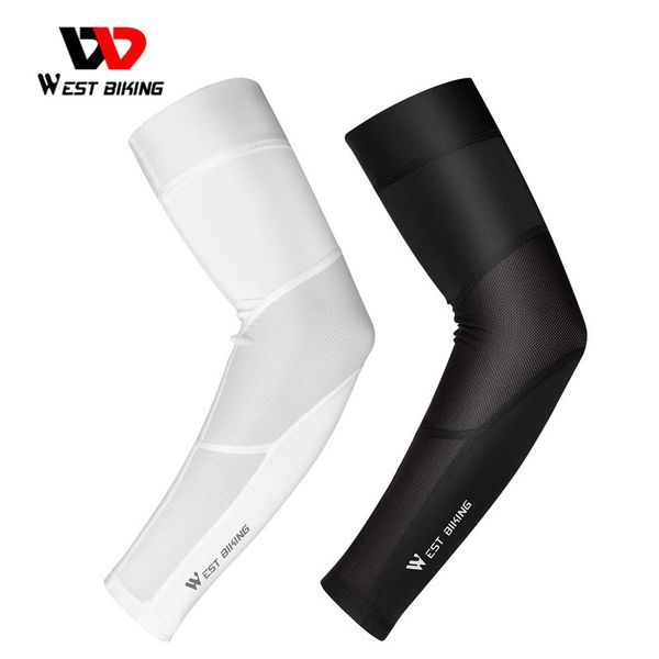 

west biking ice fabric cycling arm sleeve anti-uv breathable cycling fishing running basketball arm cover men women sleeves, Black