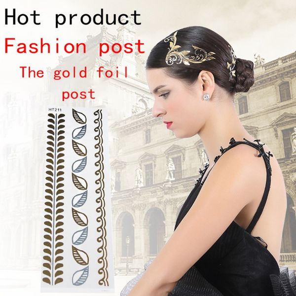 

2020 gold foil hair decoration gold tattoo sticker body art