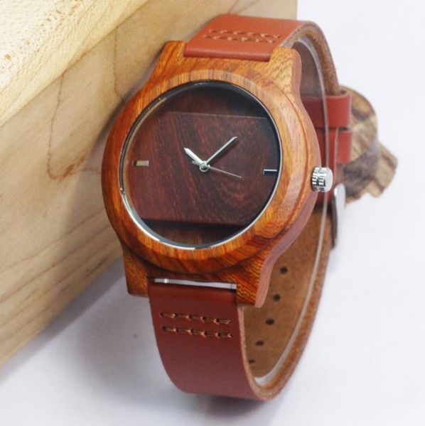 

2018 new amazon products hollow wooden watch men's quartz watch custom, Slivery;brown