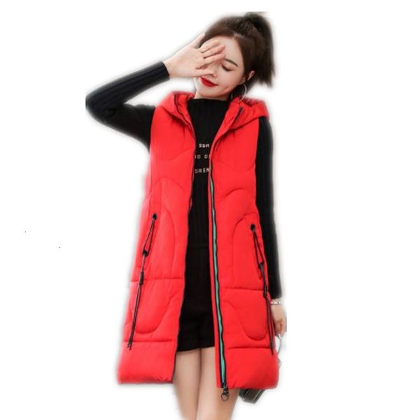 

fashion women winter vest 2019 autumn medium-long down cotton waistcoat hooded zipper slim women thick coat vest plus size h070, Black;white