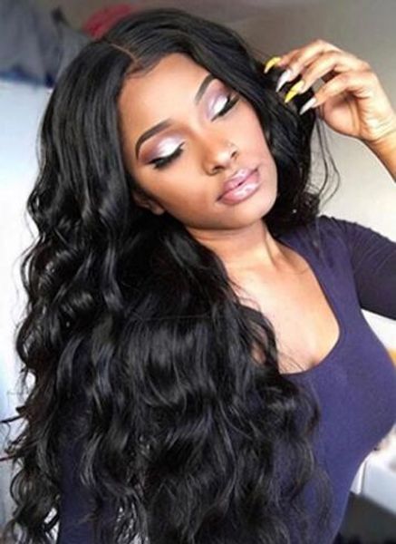 

new lace frontal wig pre plucked with baby hair density remy brazilian body wave lace frontal human hair wigs, Black;brown