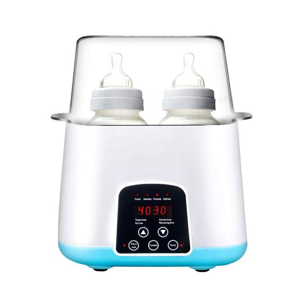 

baby bottle warmer, bottle steam sterilizer 5-in-1 smart thermostat double bottle baby food heater for breast milk or formula