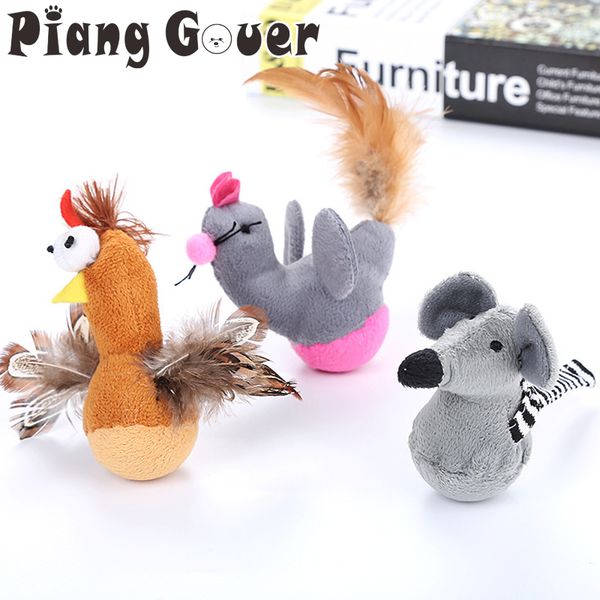 

cute animal chew cat toy mice chickens with feather stuffed mouse pet toys