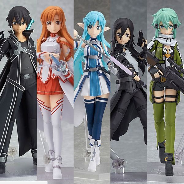 

anime sword art online figma kirito asuna sinon figure pvc action figure collection model toy kids gift t200321