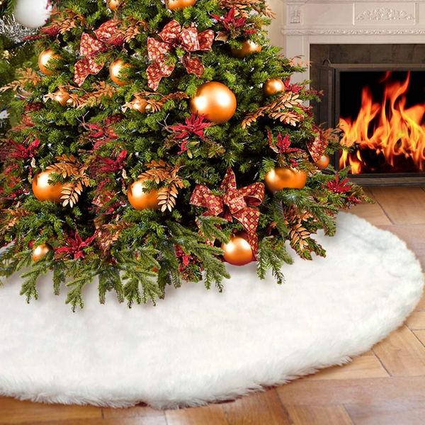 

thicken 48inch christmas tree skirts snowy white faux fur xmas tree decoration luxury soft snow skirts for merry christmas