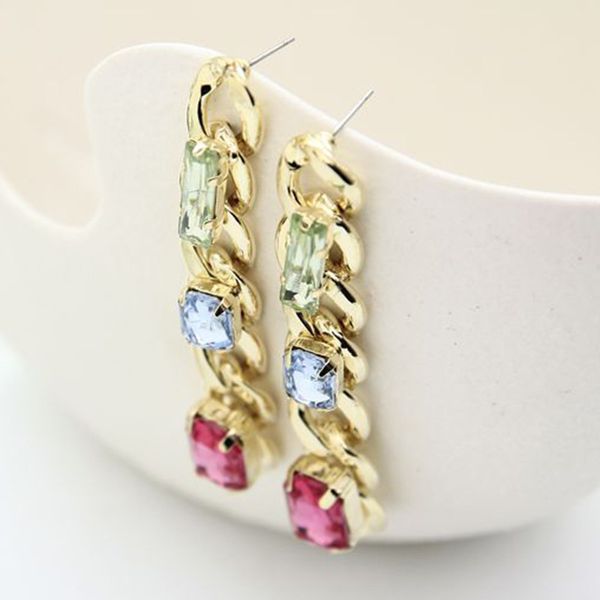 

exaggeration crystal eardrop earrings exaggeration long fund personality ear nail earring product, Golden