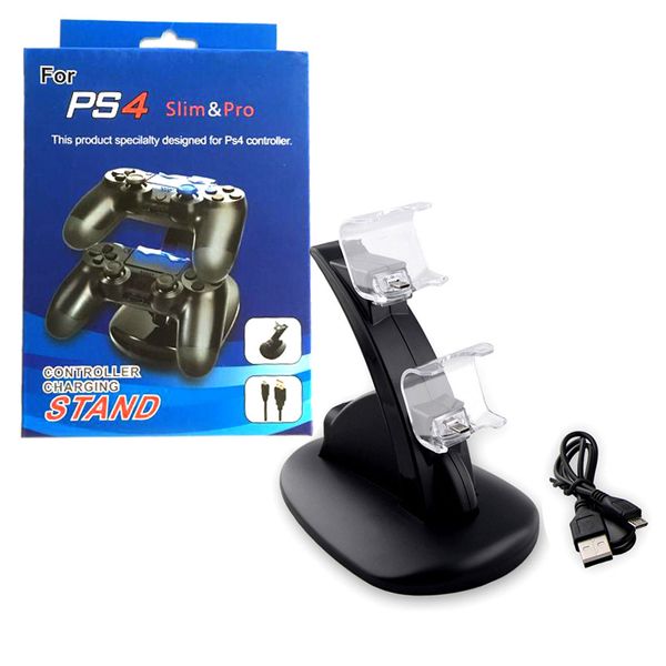

controller charger wireless dock led dual usb ps4 charging stand station cradle for sony playstation 4 ps4 / ps4 pro /ps4 slim controller