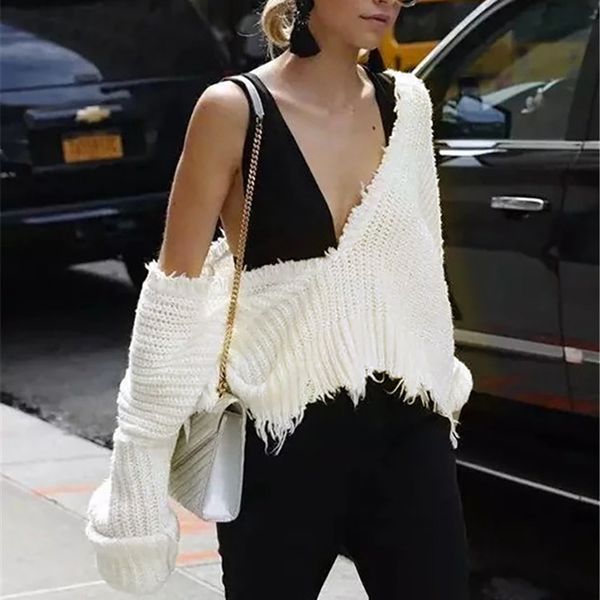 

long sleeve winter pullover womens casual solid v-neck sweater loose ropa invierno mujer chompas de mujer invierno clothes women, White;black