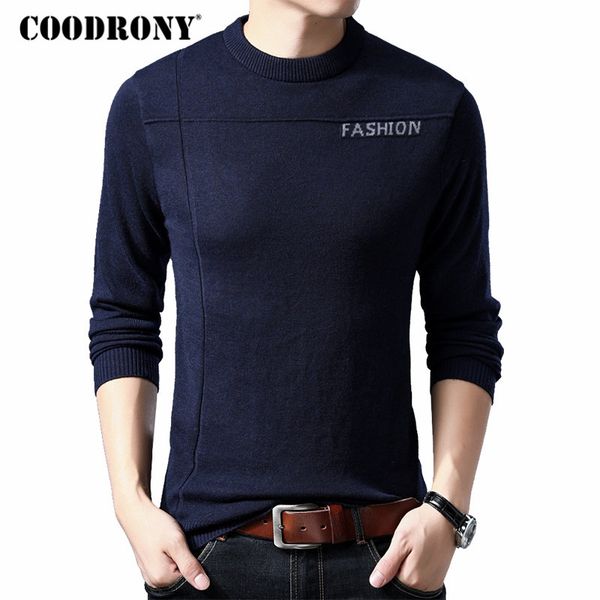 

coodrony brand sweater men knitwear o-neck pull homme cashmere wool pullover men clothes 2019 autumn winter mens sweaters 91031, White;black