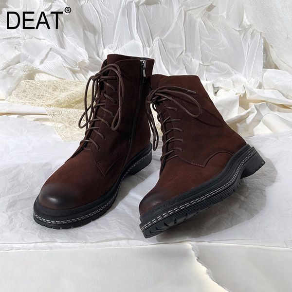 

deat] 2019 round toe bandage zipper casual matte leather velvet shoes women short boots new autumn winter fashion tide 10f171, Black