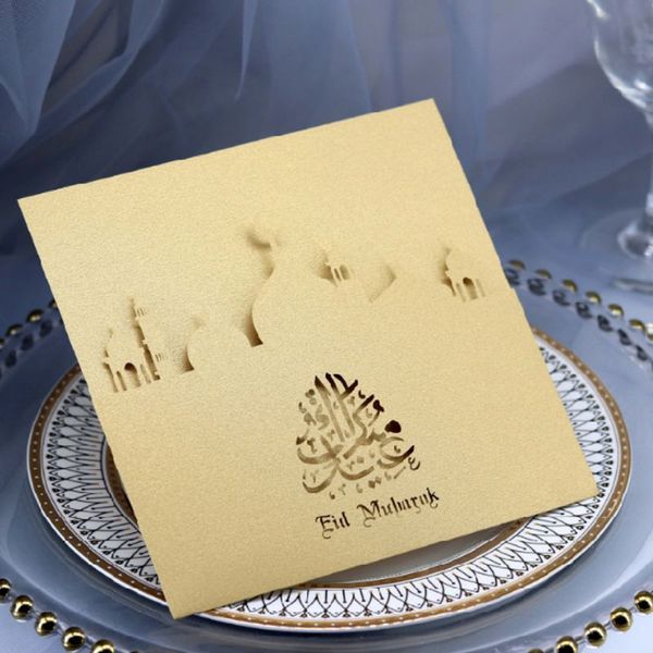 

10 set laser cut eid mubarak wedding party invitation cards inner envelope ramadan muslim greeting card d08d