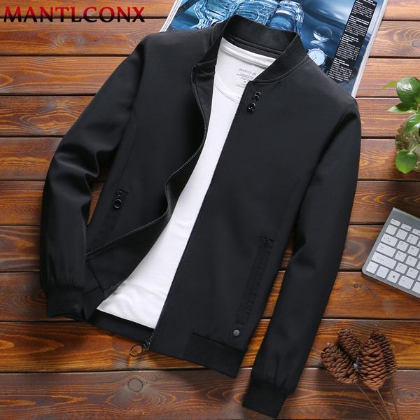 

mantlconx solid autumn mens bomber jackets male casual zipper summer jacket men spring casual outwear men thin jacket, Black;brown