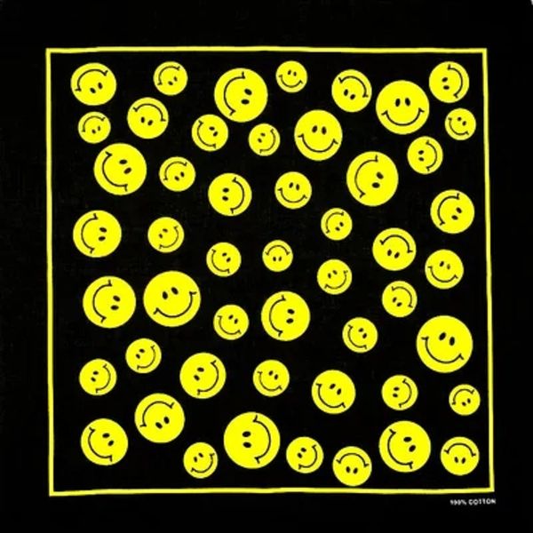 

2018 new fashion yellow face smile and peace bandanas headwear scarf square scarves for women/men/kids, Blue;gray