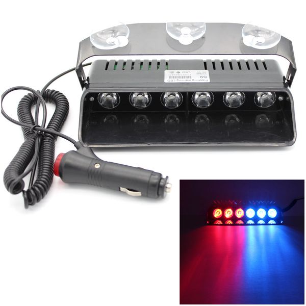 

1pc 6 led car truck red/blue emergency warning 6led strobe flash light hazard flashing lamp driving bar firefighter 12v