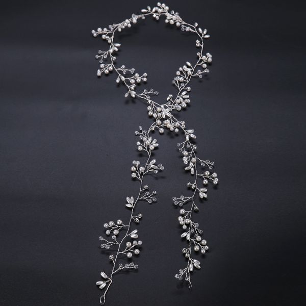 

wedding hair accessories bridal hair vine hairband rhinestone tiara crown headband long hairpiece headpiece bride jewelry, Golden;white