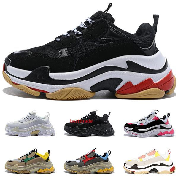 

triple s paris luxury designer shoes mens triple black white grey beige green yellow vintage women casual dad sneakers