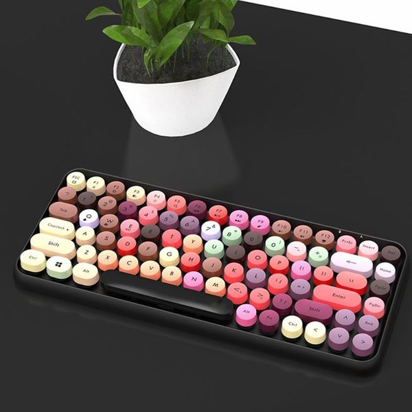

308i wireless bluetooth keyboard round key cap gaming keypad with 84 keys for iphone/an-droid/windows systems n1hd