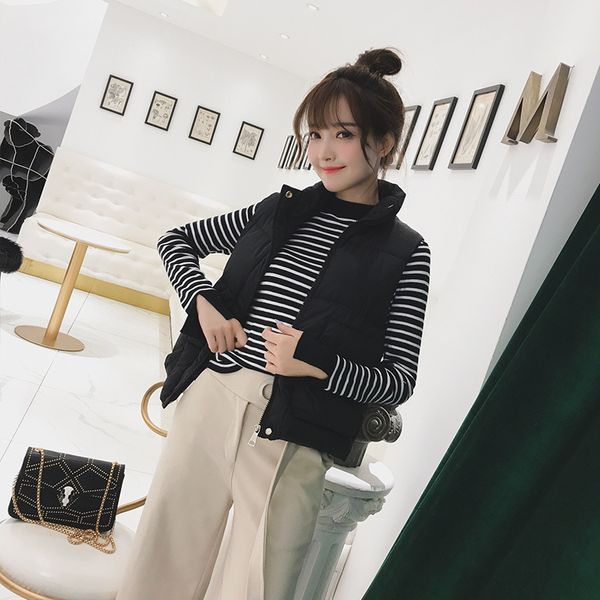 

p shoot new style winter thick down feather waistcoat college style sleeveless vest women's dress short cotton coat waistcoa, Blue;black