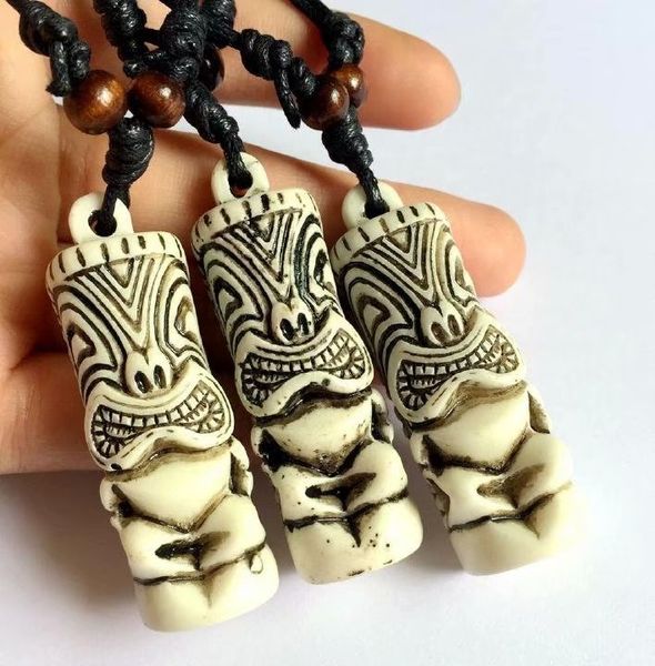 

yqtdmy 12 pcs tribal pendant adjustable rope yak bone necklace jewelry, Silver