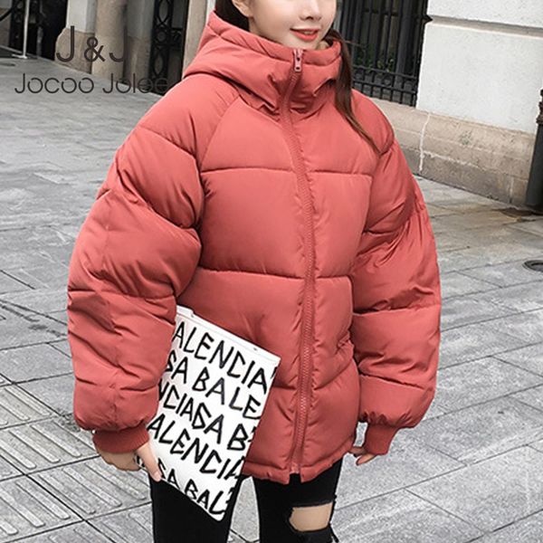 

jocoo jolee women korean harajuku loose jackets solid hooded batwing parkas big yards warm winter jackets casual outwear, Black