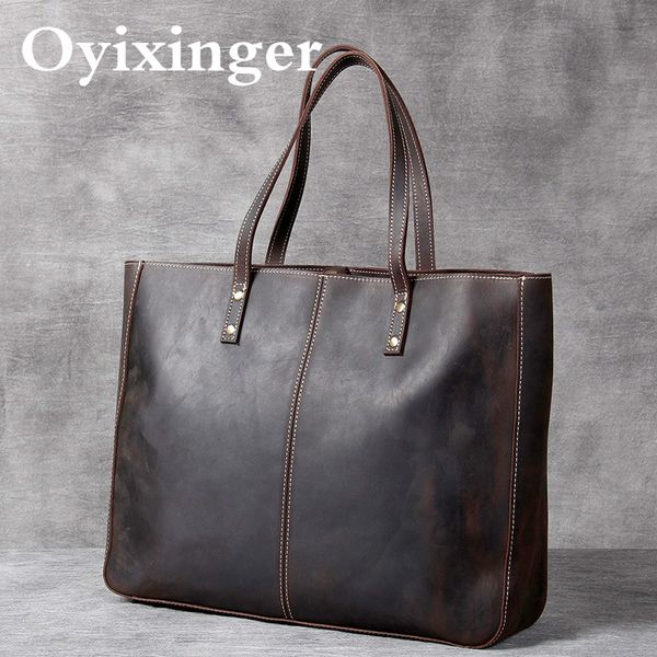 

men tote handbag genuine leather shoulder bags large capacity men's cow leather handbags pochette sacoche homme