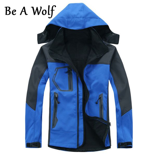 

be a wolf softshell hiking jackets men clothing waterproof outdoor sports fishing clothing camping skiing jacket windbreaker 201, Blue;black